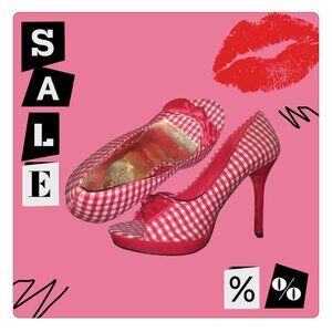 Peep toe white and red stiletto shoe